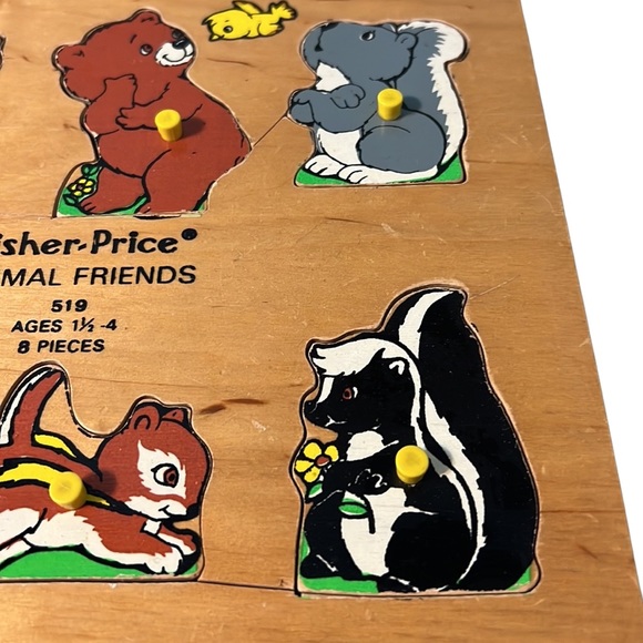 Vintage Fisher Price Wooden Puzzle Animal Friends - Picture 2 of 8